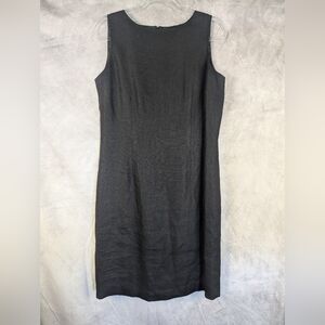 Talbots Size 10 Irish Linen Black Sleeveless Sheath Dress Midi